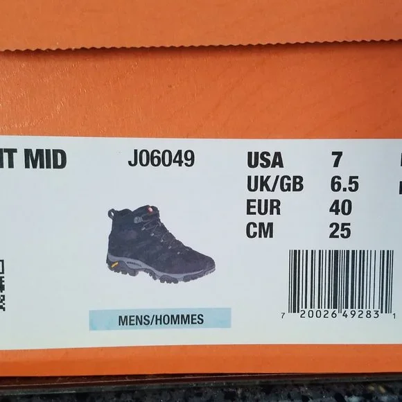 Merrell Men Black Night Moab Hiking Boots 7 - Picture 16 of 16